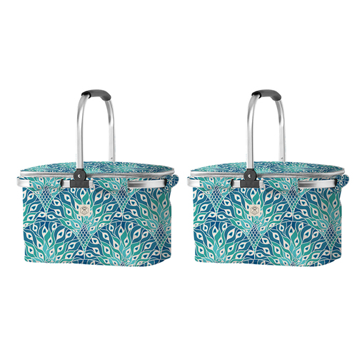 2PK Good Vibes Market Cooler Bag Peacock Paradise 46x25x26cm