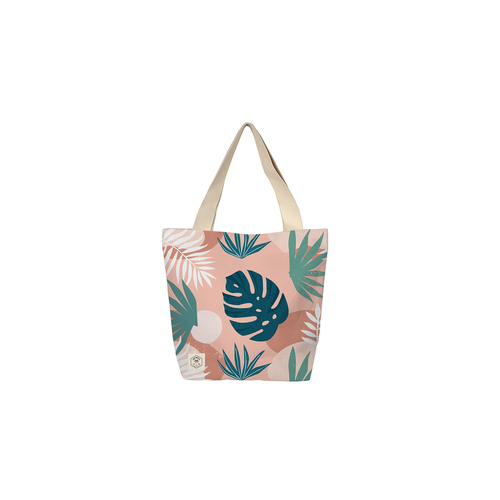 Good Vibes Beach Bag W Inner Pocket Zip Closre Blush Palm 50x42x15cm