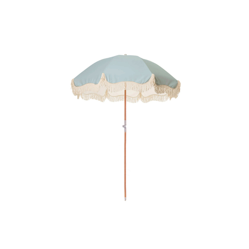 Good Vibes Luxe Beach Umbrella Uv50 W Tassle Wdn Pole Bay Blue 200x200cm