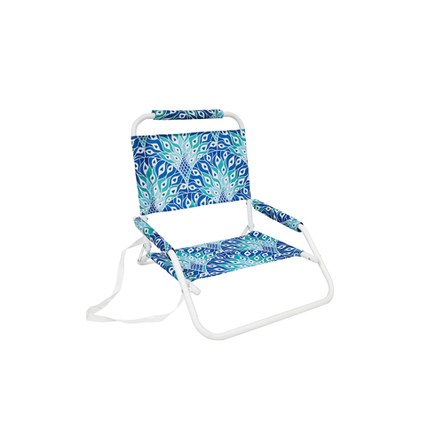 Good Vibes Beach Chair Foldable W Wht Frm Peacock Paradise 60x58x50cm