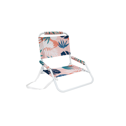 Good Vibes Beach Chair Foldable W White Frame Blush Palm 60x58x50cm