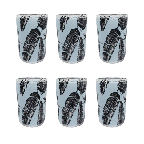 6PK Good Vibes Can Cooler 7x10.5cm Sorrento Palm Print