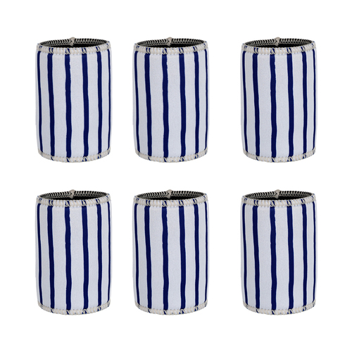 6PK Good Vibes Can Cooler 7x10.5cm Mediterranean Indigo