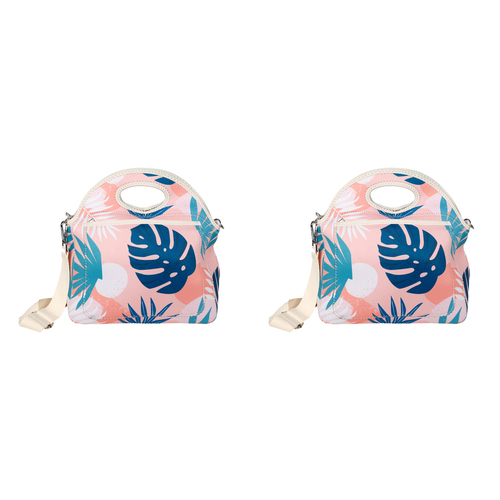 2PK Good Vibes Neoprene Lunch Bag 30x30x15cm Blush Palm