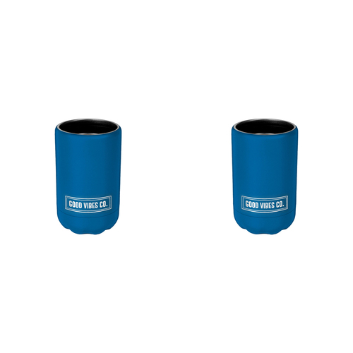 2PK Good Vibes Can Cooler Double Walled Ss 12x7.5cm Peacock Blue