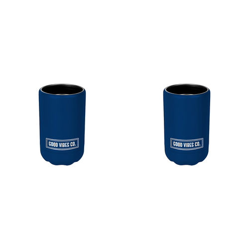 2PK Good Vibes Can Cooler Double Walled Ss 12x7.5cm Indigo