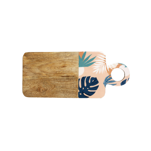 Good Vibes Serving Dish Board Wood Enamel Blush Palm 46x20x1cm