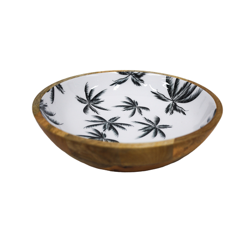 Good Vibes Round Salad Bowl Wood Enamel Havana 31.5cm Diameterx8cm