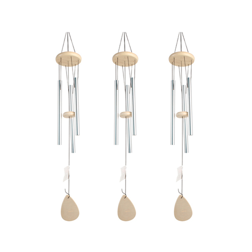 3PK Yard Master Wood Wind Chime Metal Rod 75cm