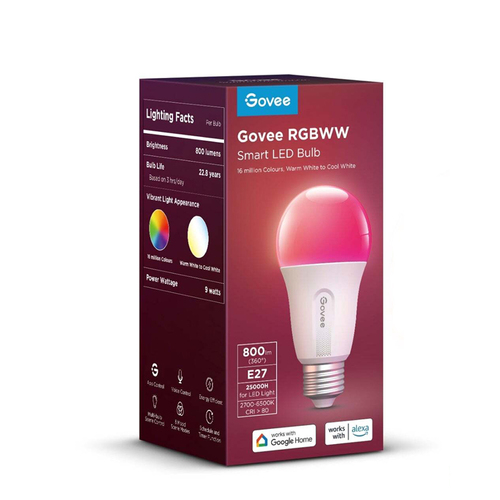 Govee RGBWW WiFi/Bluetooth Smart LED Light Bulb - B22