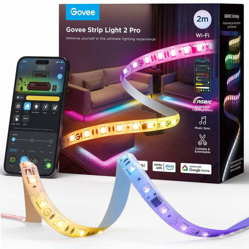 Govee LED Strip Light 2 Pro 2M 5-in-1 RGBIC+ Technology String Lighting