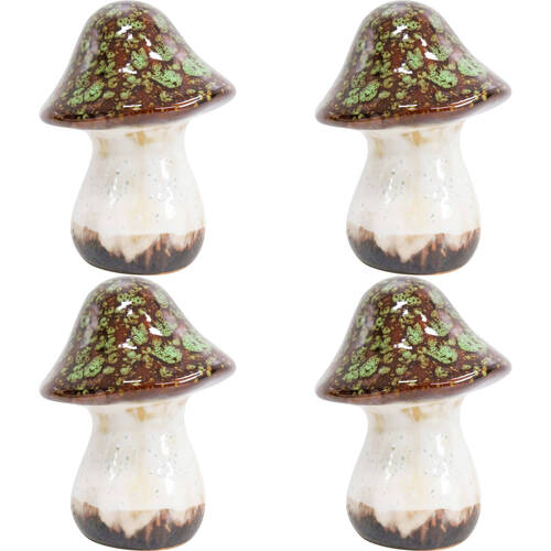 4PK LVD Porcelain Mushroom Squareuat Sculpture 11x8.1cm