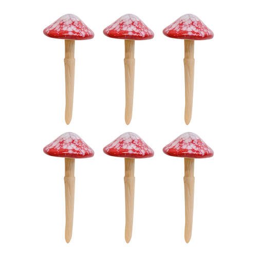 6PK LVD Porcelain Jiggle Mushroom Sculpture Small 15cm Red