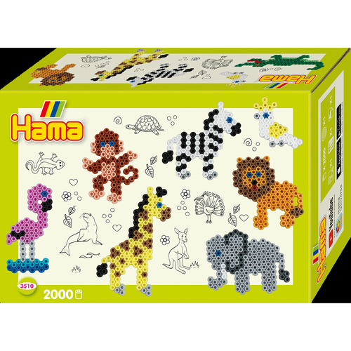 2000pc Hama Beads Small Zoo Animals Gift Box Kids Building Toy 5y+