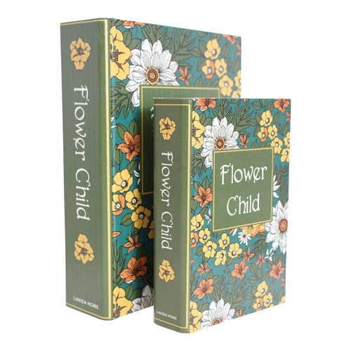 LVD 2pc Decorative MDF 24/18cm Book Box Set - Flower Child