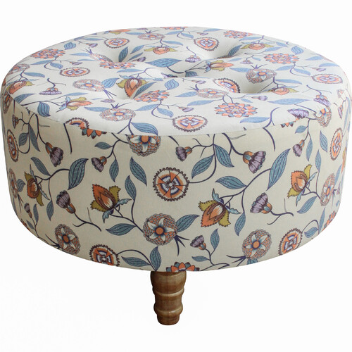 LVD Velvet/Wood/MDF 36x61.5cm Ottoman Home Furniture Round - Indienne