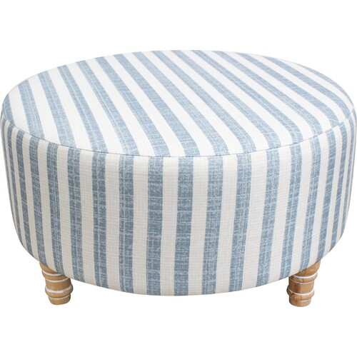 LVD 61cm Wood/Linen Ottoman Round Stool South Hampton