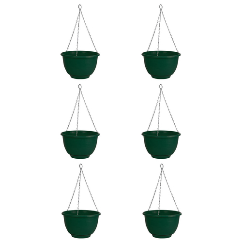 6PK Homeleisure Reko Flower/Plant Hanging Basket 25cm Green Garden 