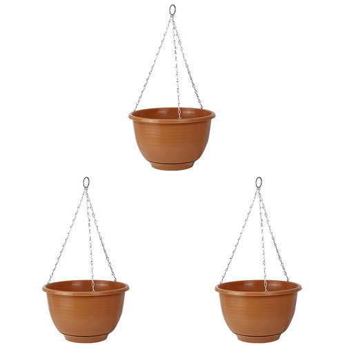 3PK Homeleisure Reko Flower/Plant Hanging Basket 25cm Terracotta 