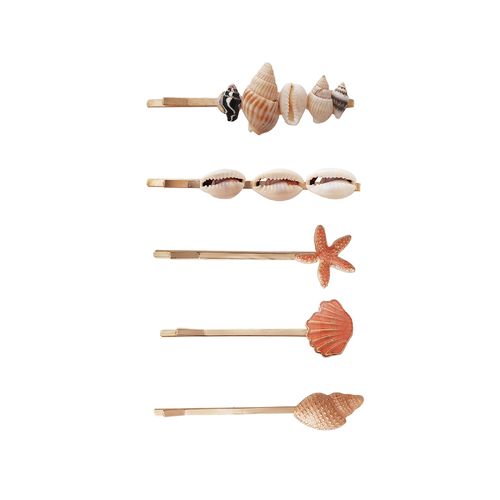 5pc Culturesse Siena 6.5cm Beach Treasure Hair Clip Set - Golden Sunset