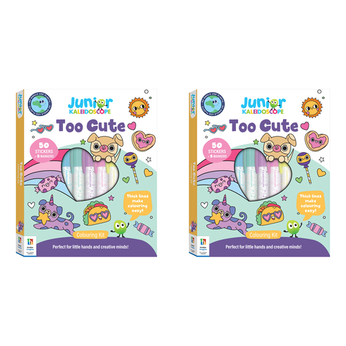 2PK Junior Kaleidoscope Kids 26x23cm Colouring Book Kit Too Cute 3y+