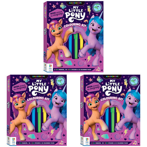 3PK Kaleidoscope My Little Pony Markers & Stickers Colouring Kit 6y+