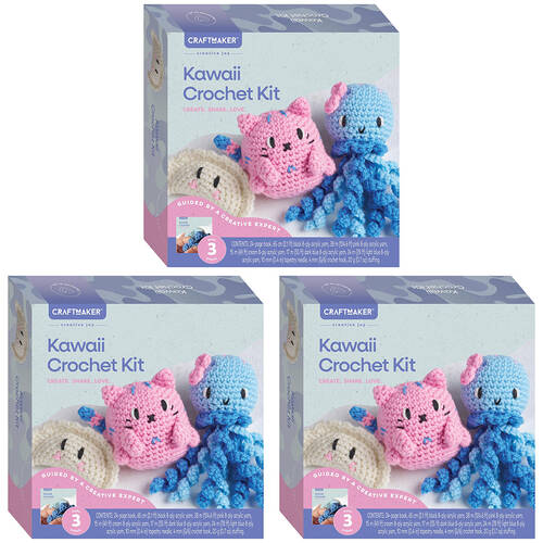 3PK Craft Maker Kawaii Crochet DIY Creative Art Activity Kit