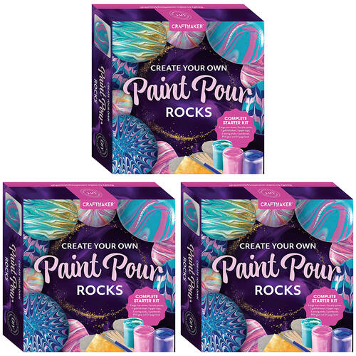 3PK Craft Maker Create Your Own Paint Pour Rocks Creative Art Kit