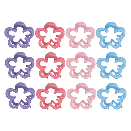 12PK My Accessory Kids 7cm Melrose Hair Clip Matte Flower Assorted