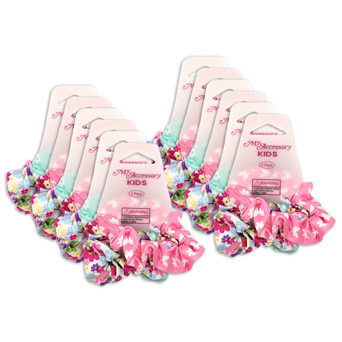 12x 2pc My Accessory Kids 8cm Scrunchie Patterns Mini Assorted