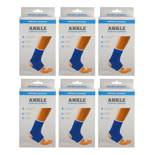 6x 2pc Advance Protect Ankle Support Adjustable Compression 22x10cm