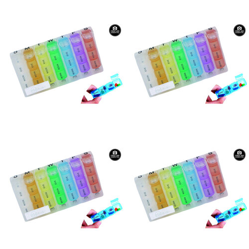 4PK Advance Protect Pill Box 7 Day Multi Colour 11X19.5Cm