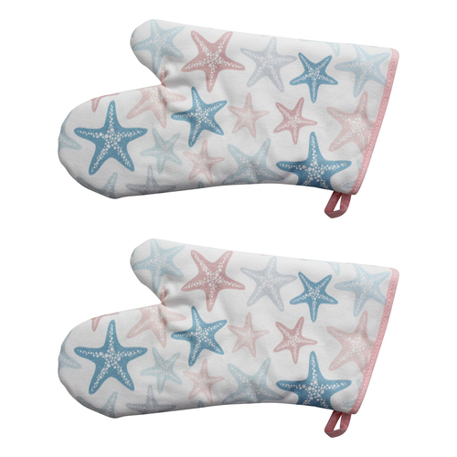 2PK LVD Cotton 16x32cm Oven Mitt Kitchen/Cooking Glove - Reef