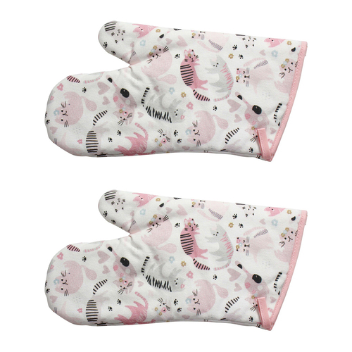 2PK LVD Cotton 16x32cm Oven Mitt Kitchen/Cooking Glove - Cats