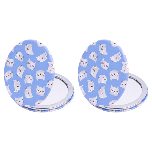 2PK Splosh Handbag Accessories Compact Mirror 7cm Round - Cat