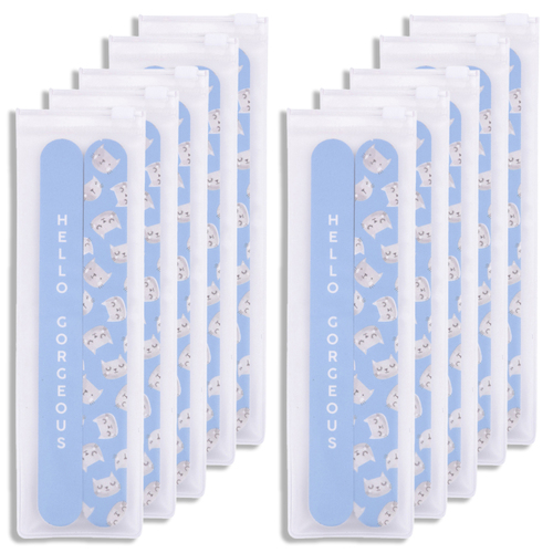 10x 2pc Splosh Handbag Accessories Cat Nail File Set Double Sided - Blue