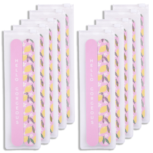 10x 2pc Splosh Handbag Accessories Lemon Nail File Set Double Sided - Pink