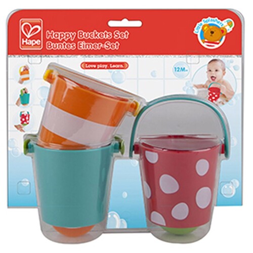 Hape Happy Buckets Set w/ Water Drainage Baby Toy 12M+