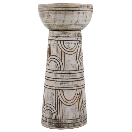 Maine & Crawford Trinidad 23cm Wood Candle Holder - Grey