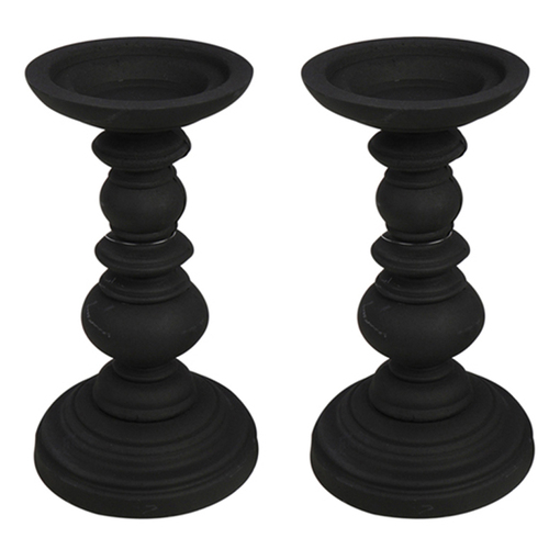 2PK Maine & Crawford Kelli MDF 20.5cm Taper Candle Holder - Matte Black