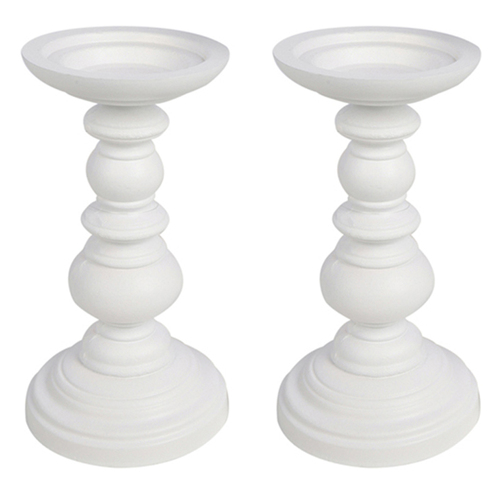 2PK Maine & Crawford Kelli MDF 20.5cm Taper Candle Holder - Matte White