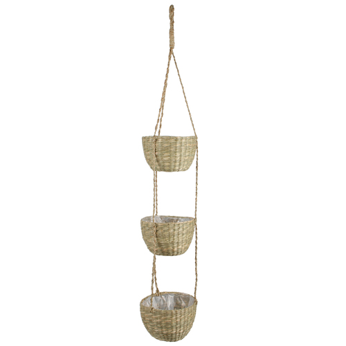 Maine & Crawford Zain 3-Tier 85cm Hanging Seagrass Basket - Natural