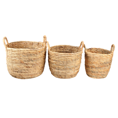 3pc Maine & Crawford Toni 25/29/34cm Water Hyacinth Basket