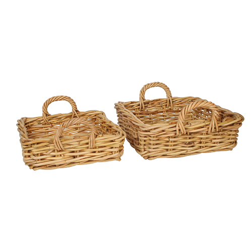 2pc Maine & Crawford Chelsy 38/40cm Rectangle Log Basket w/ Handle