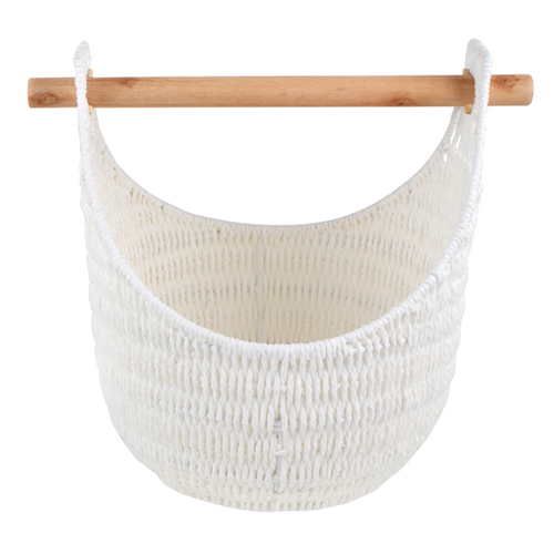 Maine & Crawford Hazel 43cm Storage Basket w/ Handle Large - White