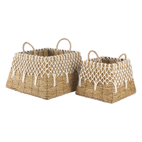 2pc Maine & Crawford Philipa 26/40cm Square Tapered Basket - Natural/White