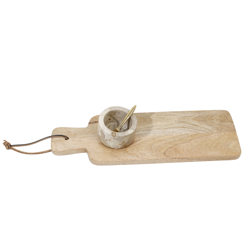 Maine & Crawford Suse 35cm Acacia Wood Board w/ Marble Tapa Bowl - Natural