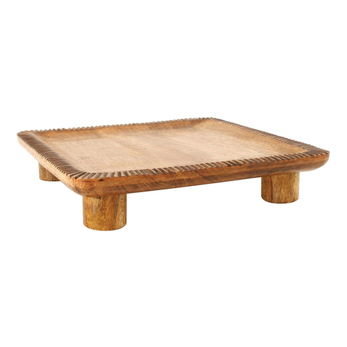 Maine & Crawford Iblis 30x30cm Mango Wood Square Tray w/ Legs - Natural