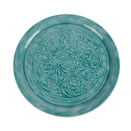 Maine & Crawford Roe 35cm Enamel Plate Embossed - Turquoise