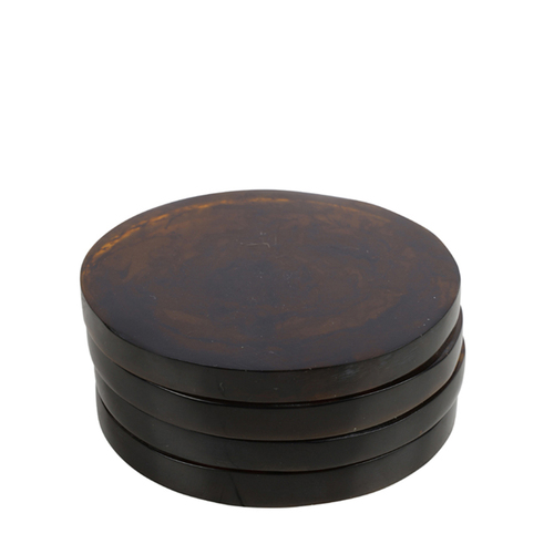 4pc Maine & Crawford Atlas Tobacco 10cm Resin Coaster Set Round - Amber